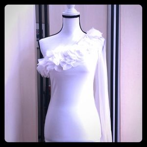 Arden B One shoulder body con dress white sheer M